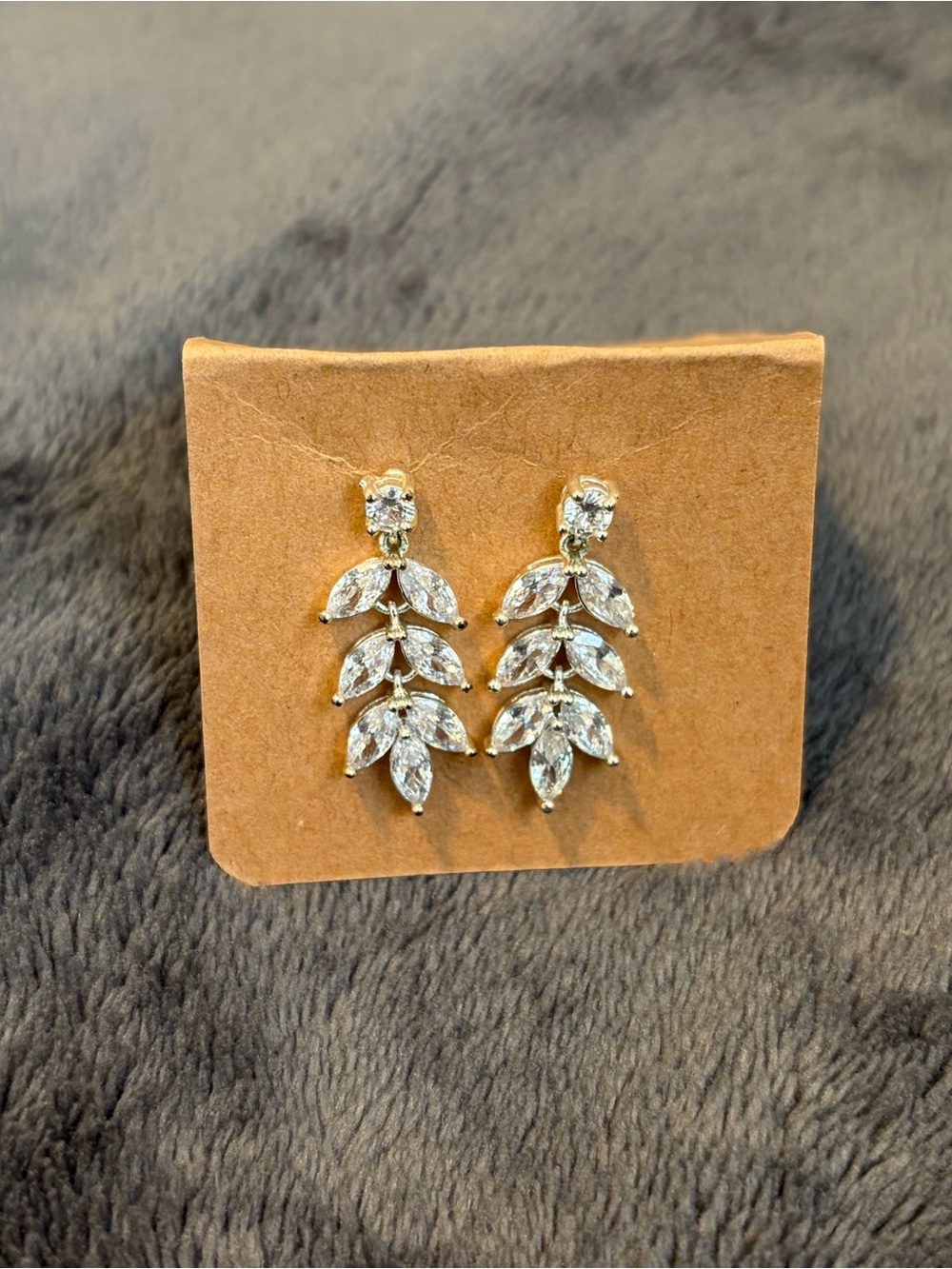 elegant cubic zirconia marquise leaf-cluster dangle earrings